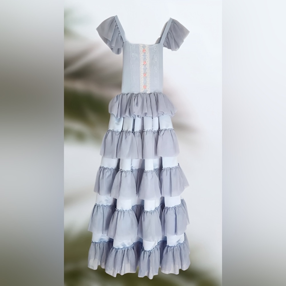 Dollcake Blue Tiered Ruffled Sundress Formal